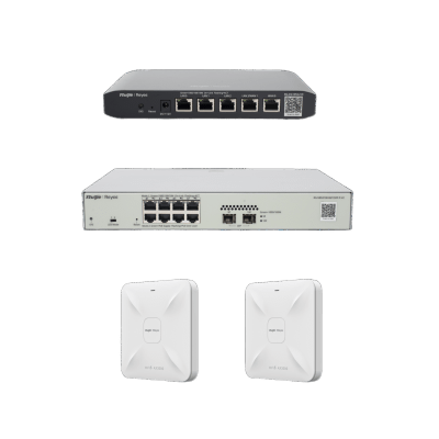 RUIJIE - Solución Completa de Red para hasta 100 Clientes y hasta 2 servicios de Internet., Ideal para Iniciar un Proyecto de Hotelería u Oficina