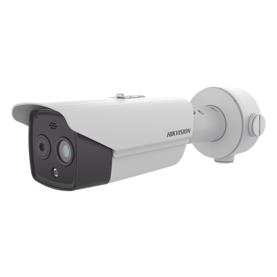 HIKVISION - Cámara Bala IP Térmica y Óptica Biespectral / 256 x 192 Térmica / 1/2.7" Óptica / Teleobjetivo Térmico 9.7 mm / Medición de Temperatura -20°C a +150°C / Análisis de Video VCA / IP66