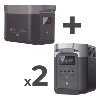 ECOFLOW - Kit Estación de Energía Portátil / 6144Wh Total / 2400W Continuo / 4800W Pico / LiFePO4 / WiFi & Bluetooth / 23 kg