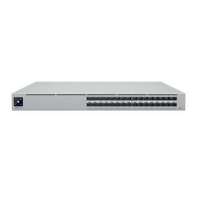 UBIQUITI - Switch de Agregación 25G / 32 Puertos SFP28 / Capacidad 1.6 Tbps / Layer 3 / Rack 1U / Pantalla Táctil 1.3"