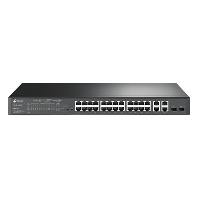 TP-LINK - Switch PoE+ Administrable / 24 Puertos 10/100 Mbps / 4 Puertos Gigabit / 2 SFP Combo / 250W / SDN / 12.8 Gbps