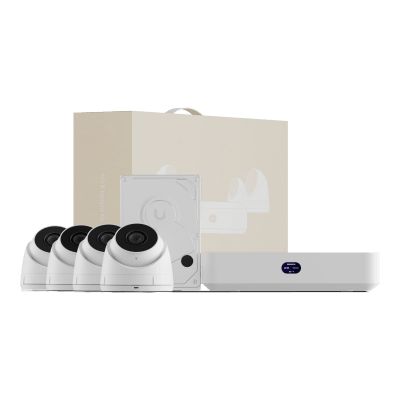 UBIQUITI - UniFi Protect UNVR Instant Kit – Solución Todo en Uno con NVR Instant, 4 Cámaras G5 Turret Ultra y Disco Duro de 1 TB para una Configuración Rápida y Sencilla