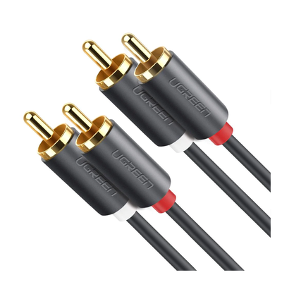 UGREEN - Cable de Audio 2 RCA Macho a 2 RCA Macho / 3 Metros (9.84 Pies) / Cobre Sin Oxígeno / Conectores Chapados en Oro 24K / Doble Blindaje / Color Negro