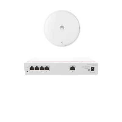 HUAWEI - Kit DEMO de Router Multi-Servicio / 1 puerto 10/100/1000 Mbps(WAN) / 4 puertos 10/100/1000 Mbps(LAN) PoE / 50W + Punto de Acceso Wi-Fi 7 / 3.5 Gbps / MU-MIMO 2x2 (2.4GH y 5GHz) / Smart Antenna más cobertura / Instalación en techo y pared