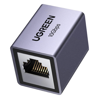 UGREEN - Acoplador Ethernet RJ45 / 10Gbps / Blindado STP / Cat8-Cat5 / 100m (328 ft) / Aleación de Aluminio