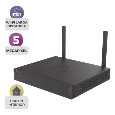 EZVIZ - NVR Inalámbrico IP / 8 Canales / 5 Megapixel (3K) / Wi-Fi 100 m (328 ft) / HDMI y VGA / H.265 / 8 TB