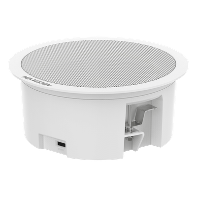HIKVISION - Altavoz IP de Techo / 3 Watts / PoE+ / Bluetooth / Alarma 2 Entradas / Audio 3.5 mm / Memoria 4 GB