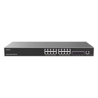 GRANDSTREAM - Switch Capa 3 PoE+ Administrable / 16 Puertos Gigabit + 4 SFP+ 10G / 240W PoE / 112 Gbps / Montaje en Rack