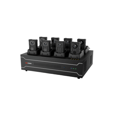 HIKVISION - Estación de Acoplamiento para Cámaras Corporales DS-MH4172I / Carga y Recopilación de Datos para 8 Cámaras / 4 HDD de 2 TB a 6 TB / Interfaz USB 3.0 y Ethernet / Compatible con Windows 10