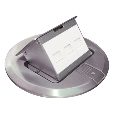 THORSMAN - Mini Caja de Piso Redonda / Acero Inoxidable / 3 Puertos Keystone / Cat5e-Cat6 / 0.829 kg