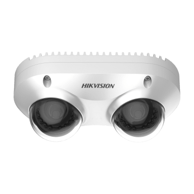HIKVISION - PanoVu Series / Lente Dual de 5 Megapixel / 2 Lentes Fijos de 2.8 mm / Recomendado para Pasillos o Esquinas / IP67 / IK10 / PoE / WDR 120 dB / 10 mts IR / Entrada y Salida de Audio y Alarma / MicroSD