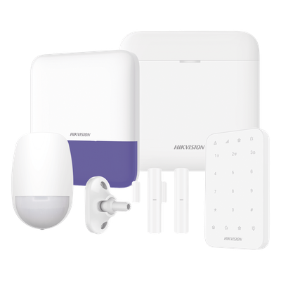 HIKVISION - Kit de Alarma Inalámbrico / 48 Zonas Programables / Wi-Fi 2.4 GHz y LAN / Frecuencia 433 MHz / Batería de Respaldo 35 h / 6 Componentes Incluidos