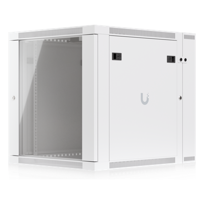 UBIQUITI - Gabinete Rack 12U / 600x703 mm / Puerta Vidrio Templado / Puerta Trasera Abatible / Paneles Laterales con Llave / Acero SPCC 1.2 mm