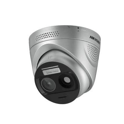 HIKVISION - (HikFire) Cámara IP Turret de Detección Térmica de Incendios / Detección de Llamas y Temperaturas Anormales / 4 Megapíxel (Lente Óptico) + 1 Megapíxel (Lente Térmico) / Compatible con Hik-Connect