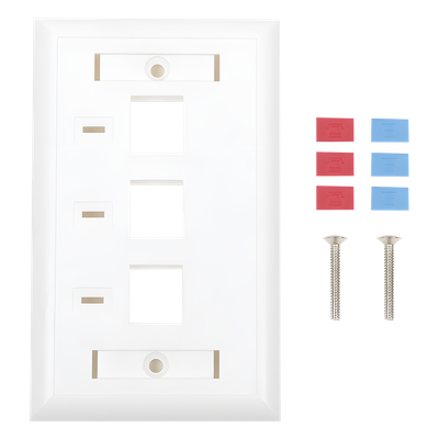 LINKEDPRO BY EPCOM - Placa de Pared / 3 Puertos Keystone / Espacio para Etiqueta / 70 x 115 mm / 2.75 x 4.52 in / Blanco