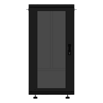 LINKEDPRO - Gabinete Rack de Piso / 24 Unidades / Puerta de Cristal / Carga 750 kg (1653.5 lb) / Profundidad 46 cm / Ventilación 120 mm