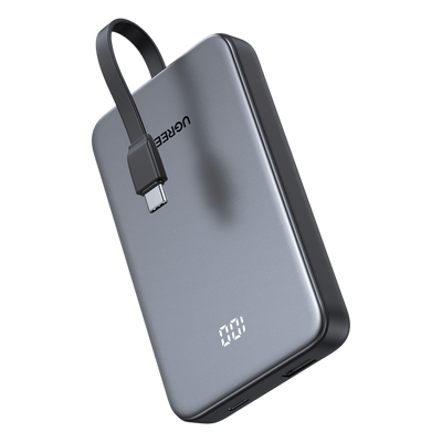 UGREEN - Power Bank / 10000 mAh / 37 Wh / Salida USB-C PD 20W / Salida USB-A SCP 22.5W / Cable USB-C Integrado / Indicador Digital LED