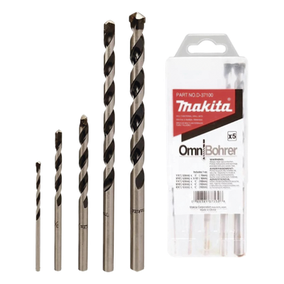 MAKITA - Juego de Brocas para Concreto / 5 Piezas / 3.0 a 9.5 mm / Mango Hexagonal 1/4" / Longitudes 70 a 160 mm