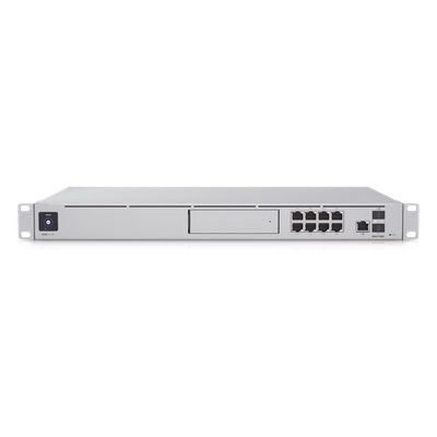 UBIQUITI - Gateway Cloud 10G / Rack 1U / Dual WAN 10G SFP+ y 2.5G RJ45 / Switch PoE 8 Puertos / PoE+ 180W / IDS/IPS 3.5 Gbps / SSD 128 GB / Pantalla Táctil 1.3'