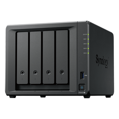 SYNOLOGY - NAS 4 Bahías / Intel Celeron J4125 2.7 GHz / 2 GB DDR4 Expandible / 2.5GbE + 1GbE / 2 Ranuras M.2 NVMe / Hasta 80 TB