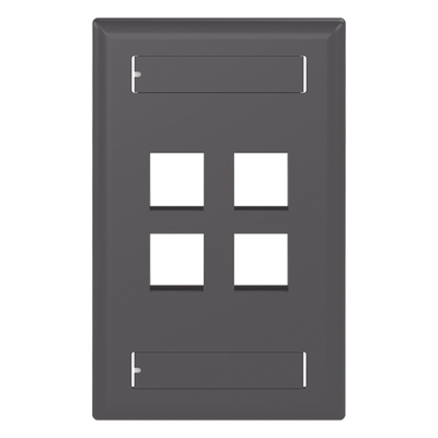 PANDUIT - Placa de Pared Vertical / 4 Puertos Keystone / Montaje Vertical / 69.8 x 114.3 mm (2.75 x 4.5 pulg.) / ABS Negro / RoHS