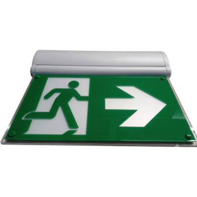 SFIRE - Señal de Salida de Emergencia / LED Edge-Lit / Pictograma Hombre Corriendo / Voltaje Universal 120-347 VAC / Autonomía 2 Horas / Carcasa 5VA