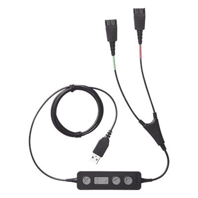 JABRA - Cable de Entrenamiento USB/QD / Conexión Dual / Control de Llamadas Integrado / Tecnología SafeTone / 2.62 pies (0.8 m)
