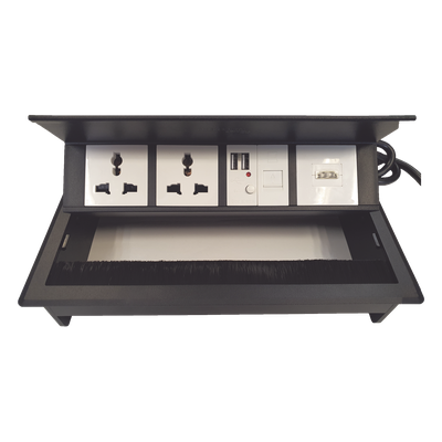 THORSMAN - Caja Hub de Escritorio / 2 Contactos Universales / HDMI + RJ45 Cat6 / 2 USB Carga / Cable 1.80 m (5.9 ft) / IP20