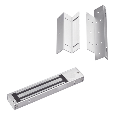 ACCESSPRO - Kit de Control de Acceso / Chapa Magnética 280 kg (600 lbs) / Brackets Ajustables L y Z / LED Indicador de Estado / Aluminio Reforzado
