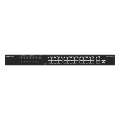RUIJIE - Switch PoE+ No Administrable / 24 Puertos 10/100 PoE+ / 2 Uplinks Gigabit / 1 SFP Combo / 180W / 8.8 Gbps / 1U
