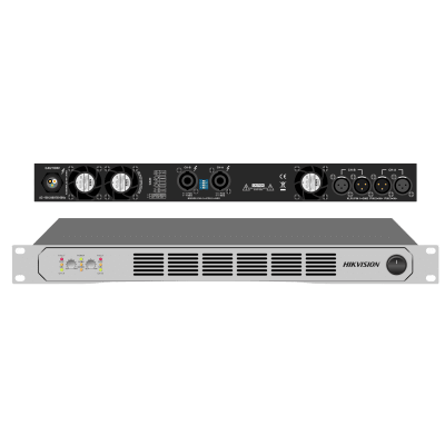 HIKVISION - Amplificador de Potencia Profesional  / 250W 2-Zonas / Clase D / Eficiencia 90% / Modos Estéreo y Puente / PFC de Banda Ancha / Protección Integral / 1U Compacto