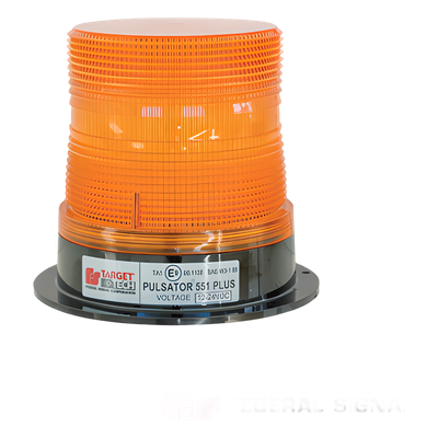 FEDERAL SIGNAL - Estrobo PULSATOR(R); 551 PLUS Faro de Flash Sencillo con Montaje Permanente, Color Ámbar, 8 J, 12-48 Vcc