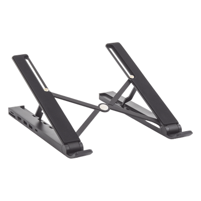 UGREEN - HUB (Docking Station) 5 en 1 con Soporte para Laptop | 2 USB 3.0 a 5Gbps | HDMI 4K@30Hz | Memoria Micro SD (TF) + SD | Amplia Compatibilidad de 10-15" | Ajuste de Altura | Aluminio | PC+ABS | Silicona | Color Negro.