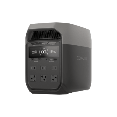 ECOFLOW - Estación de Energía Portátil Delta 3 1024Wh Litio LFP / 6 AC 1800 W (Max. 2200W) / 2 USB-C 100W / Capacidad para Aumentar Respaldo / Cargador de Coche 10A a 12.6V / Conectividad WiFi y Bluetooth (App) / Carga Solar 500W Max.