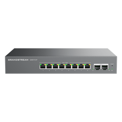 GRANDSTREAM - Switch L2 Lite Administrable de 10 Puertos / 8 Puertos Ethernet 2.5 Gbps / 2 Puertos SFP+ 10 Gbps / PoE+ 802.3af/at / VLAN 802.1Q / QoS / IGMP Snooping / Montaje Escritorio, Pared o Rack 19" (0.48 m)