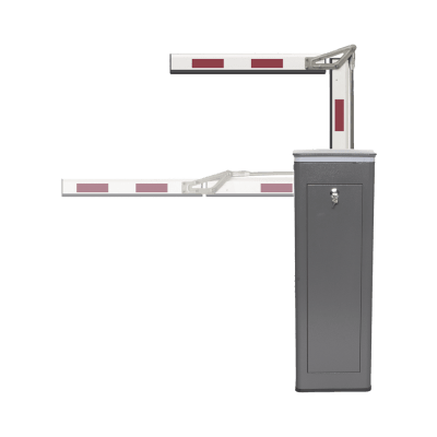 ACCESSPRO - Kit de Barrera Vehicular Izquierda y Brazo ARTICULADO de 3 Metros / Finales de Carrera Ajustables por Programación / Movimiento Fluido / Diseño Elegante Color Gris / Con Corona Led Semaforizada