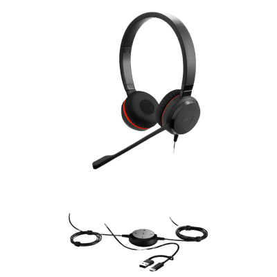 JABRA - Auricular Profesional UC / Cancelación de Ruido / USB-C/A y Jack 3.5 mm / Micrófono con Supresión de Ruido / Controlador en Cable con LED