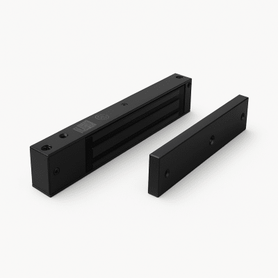 ACCESSPRO - Chapa magnética 600 lbs con LED Ultra-brillante Color negro / Libre de Magnetismo Residual / Sensor de estado de la placa/ Color Negro