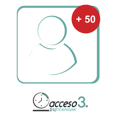 ACCESSPRO - Expansión de Licencia / 50 Empleados Adicionales / Software de Control de Asistencia / Integración Nómina México / Compatible Relojes Checadores