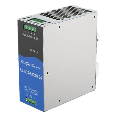 RUIJIE - Fuente de Alimentación AC/DC / 240W / Montaje DIN-RAIL / Eficiencia 90% / Protección Sobrecarga y Cortocircuito / Diseño Industrial Compacto