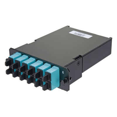 PANDUIT - Placa Acopladora de Fibra Óptica FAP / 12 Fibras Multimodo OM3/OM4 / 6 Conectores SC Duplex / 12 Pigtails de 1 m (3.28 ft) / Color Aqua