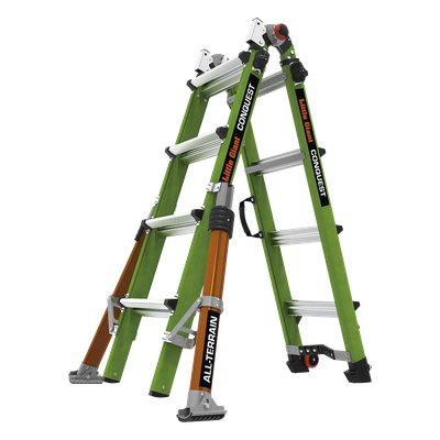 LITTLE GIANT LADDER SYSTEMS - Escalera Multi-Posiciones / 6.7 m (22') / Suelos Inclinados / Bloqueo Rápido / Almohadilla Giratoria / Ruedas Tip Glide