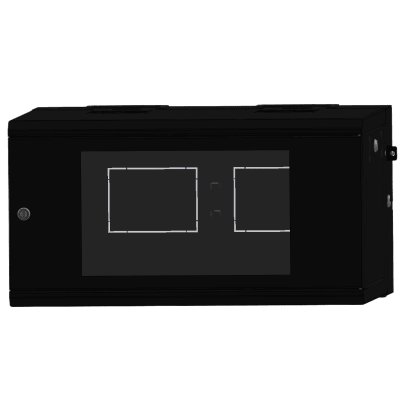 LINKEDPRO - Gabinete Rackeable / 06 Unidades / Pared 19 Pulgadas / Puerta de Cristal / Pintura Electroestática Negro / Abatible 120° / Ventilación 120 mm