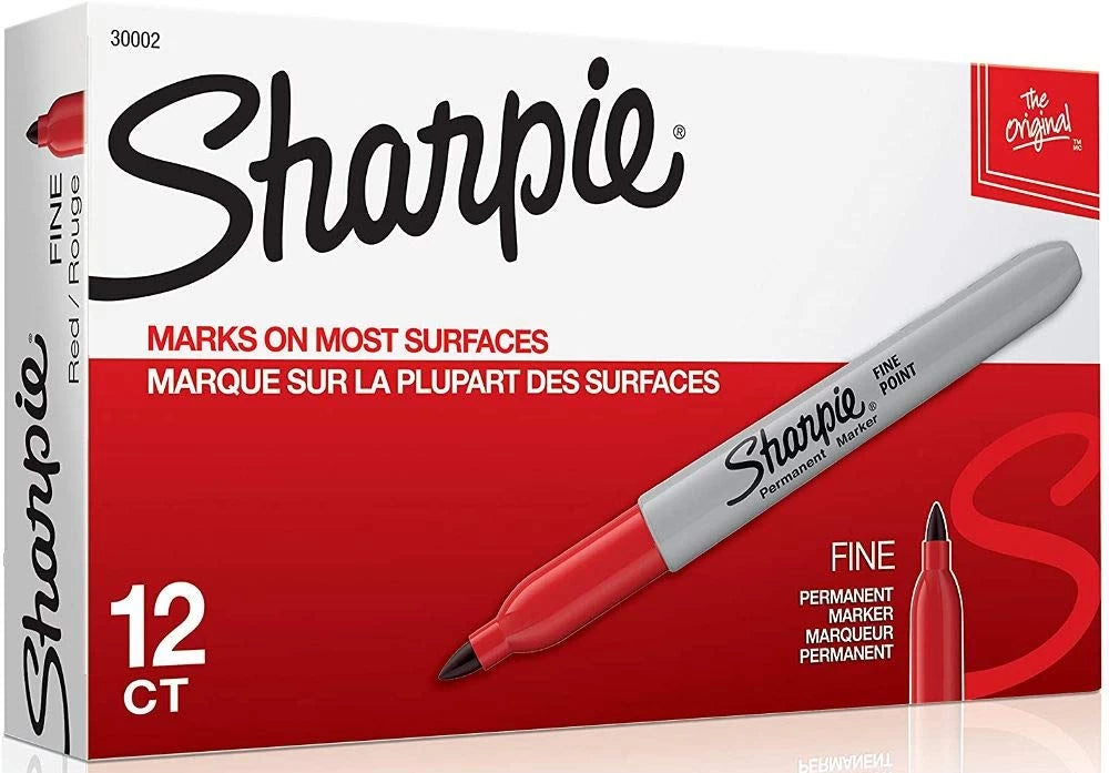 SANFORD - Marcador Sanford 30002 Sharpie Fino Rojo Permanente C/12 Pqte