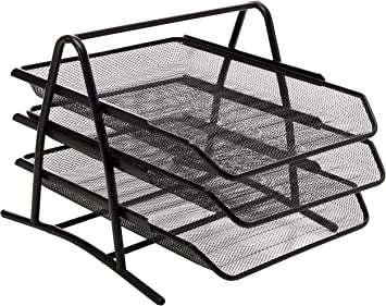 NEXTEP SOLUCIONES - Bundle Charola Organizadora Nextep Malla Metalica de 3 Neveles Negro Tipo Oficio Cont. 2Piezas