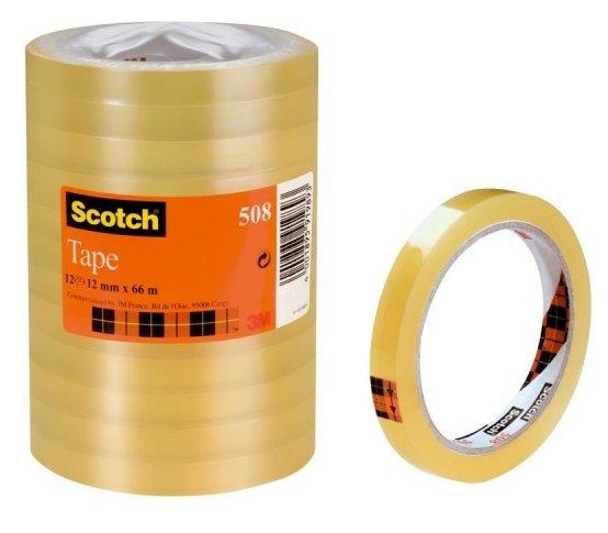 3M - Cinta Scotch 3M 508 12mmx6mm Económica en Bolsa C/8