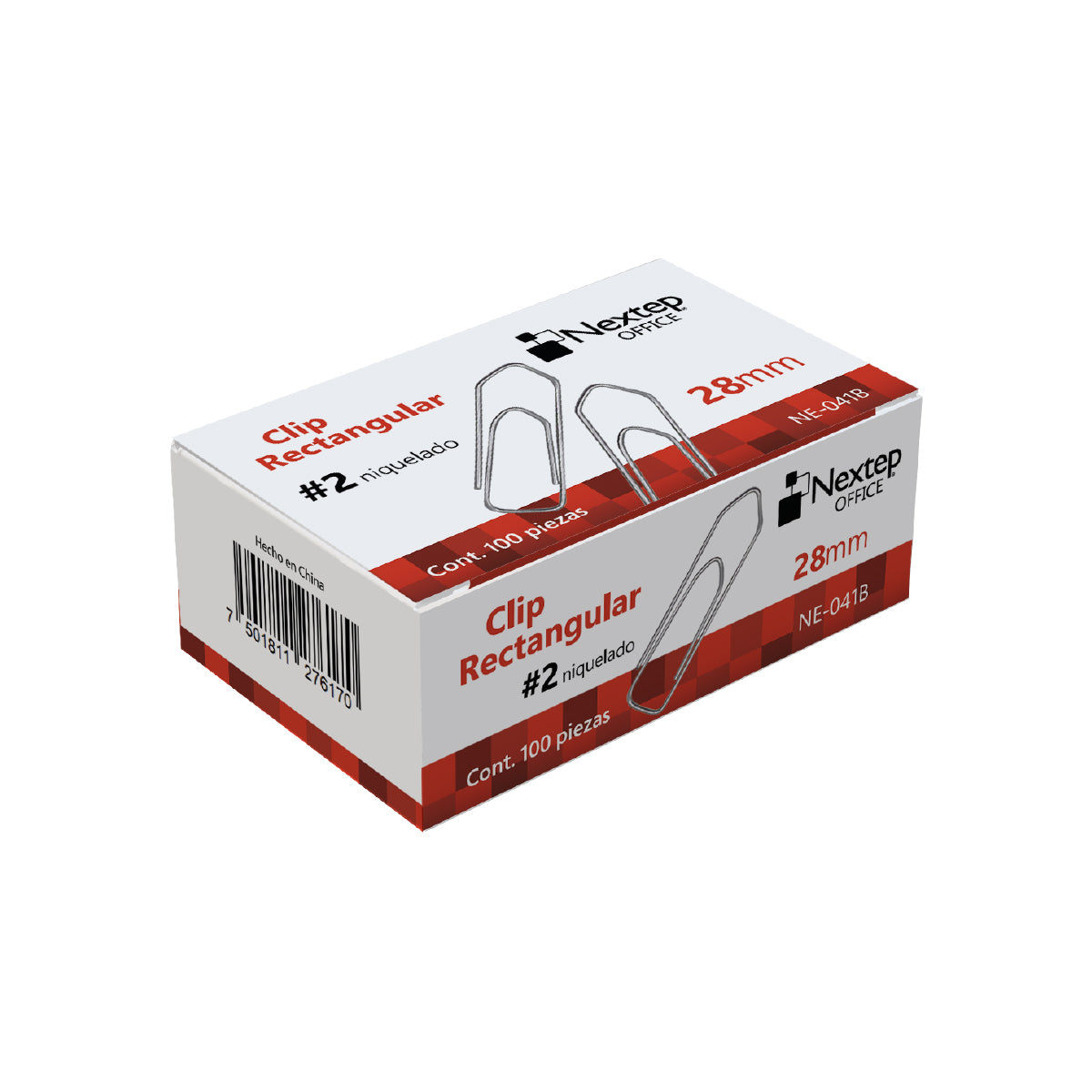 NEXTEP SOLUCIONES - Clip Nextep Rectangular Niquelado #2 28mm C/10 100 Clips c/u