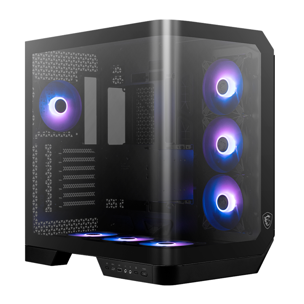 MSI - Gabinete MSI MAG PANO 120R PZ Negro Vidrio templado panoramico 4 Micro-ATX/Mini-ITX sin Fuente 1 Ventilador