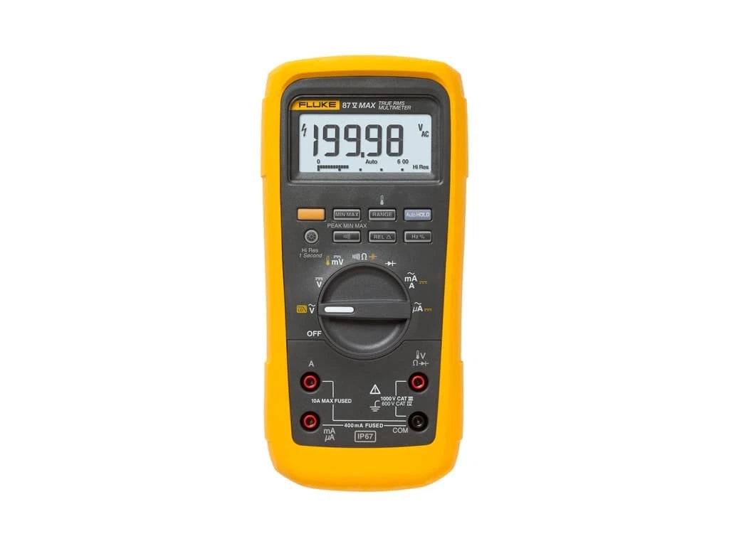 FLUKE - Multímetro Digital True-rms / Fluke 87V MAX / IP67 Waterproof / 1000V AC-DC / 10A / 4 m (13 ft) Drop Test / -40°C a +55°C / CAT IV 600V