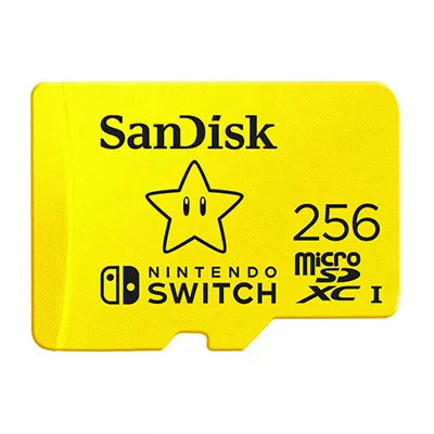 SANDISK - Memoria Micro SD SanDisk Nintendo Switch 256GB Micro SDXC Clase 3 Brand Mario Star Color Amarillo SDSQXAO-256G-GNCZN